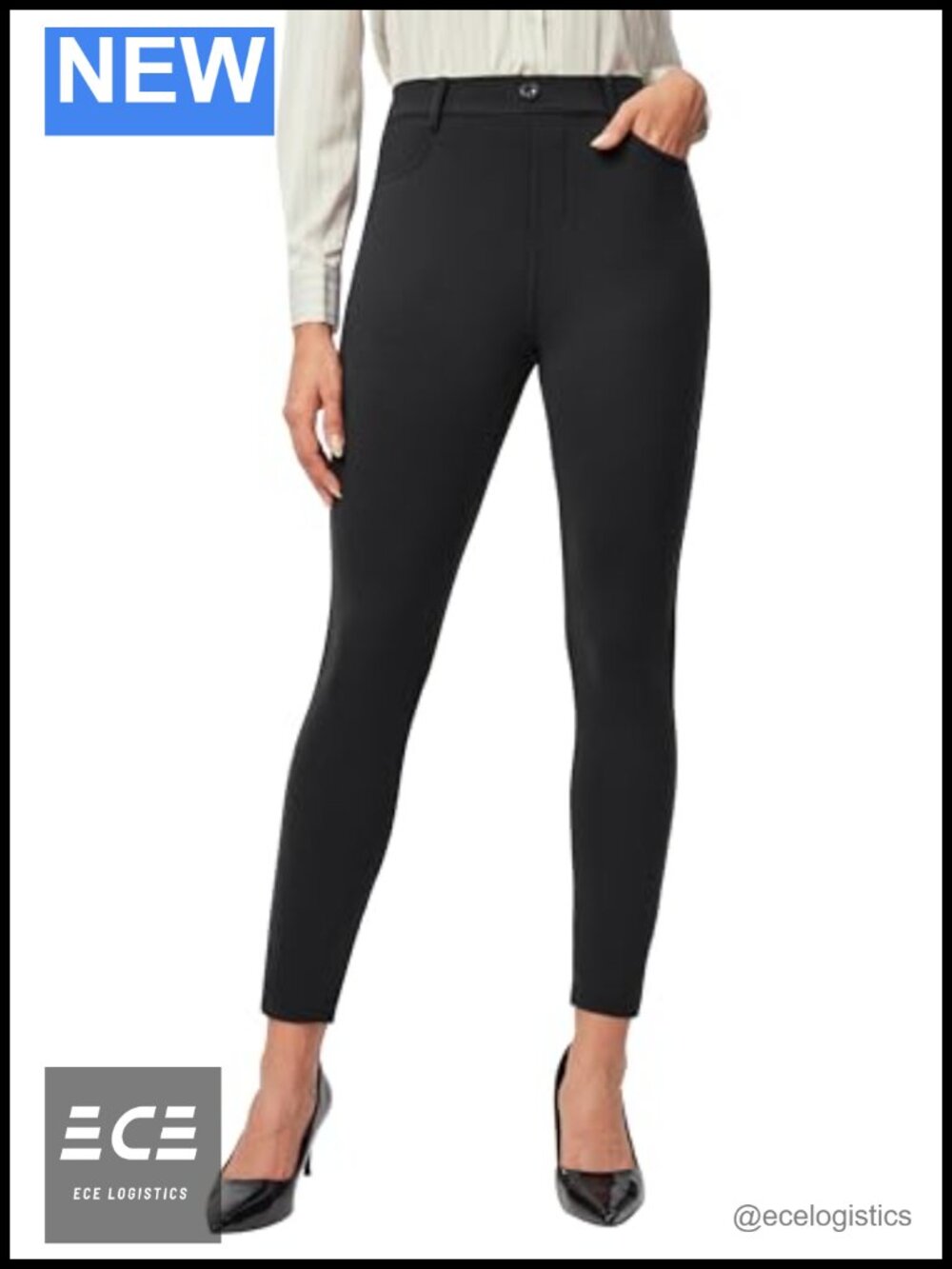 Women's Stretch Dress Pants Work Business Casual Skinny High Rise Pull On